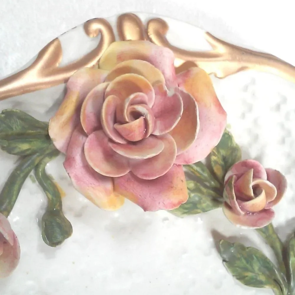 Vintage Italy Capodimonte Style Bisque Divided Tray Platter